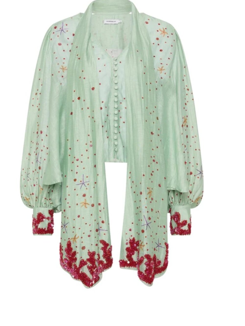 Antipodean Balloon Sleeve mint blouse